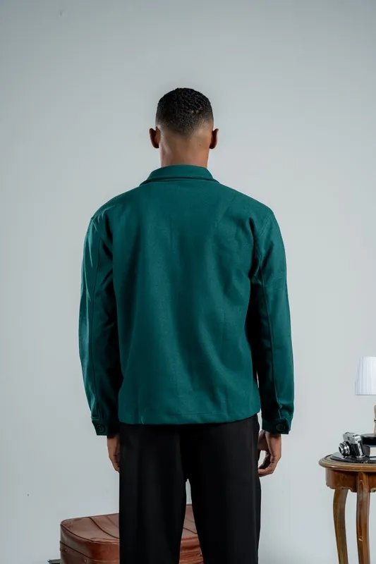 Teal Wool Blend Short Coat