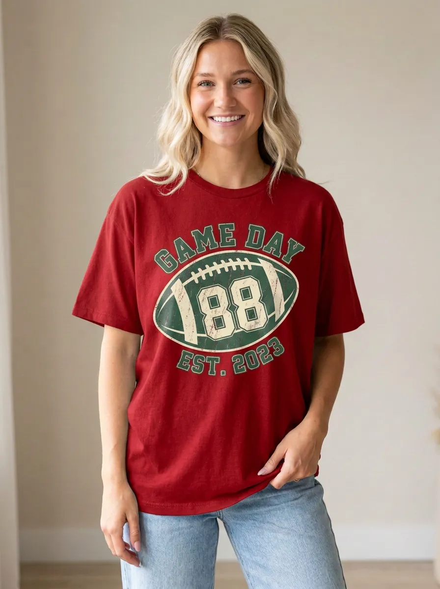 Women's Heritage Inspired Gridiron Ball Game Day Crewneck T-Shirt