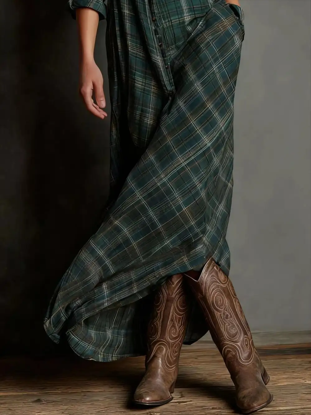 Full Size Plaid Button Down Maxi Dress Plus Size
