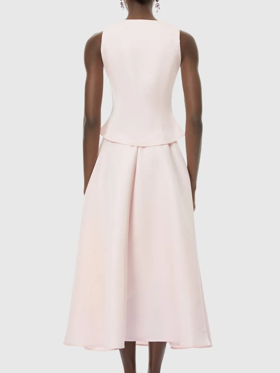 Elara Crystal Embellished Vest & Midi Skirt Set