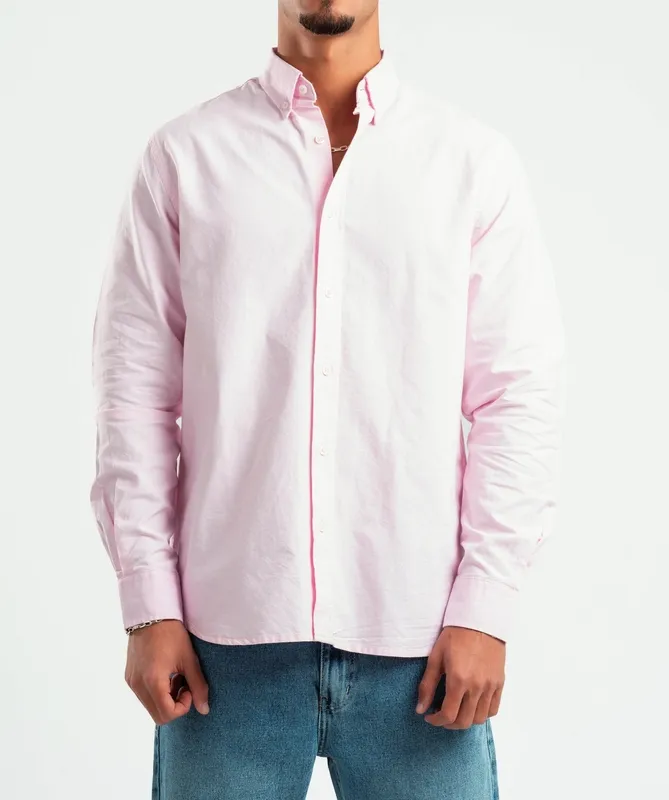 Baby Pink Structured Button Front Shirt