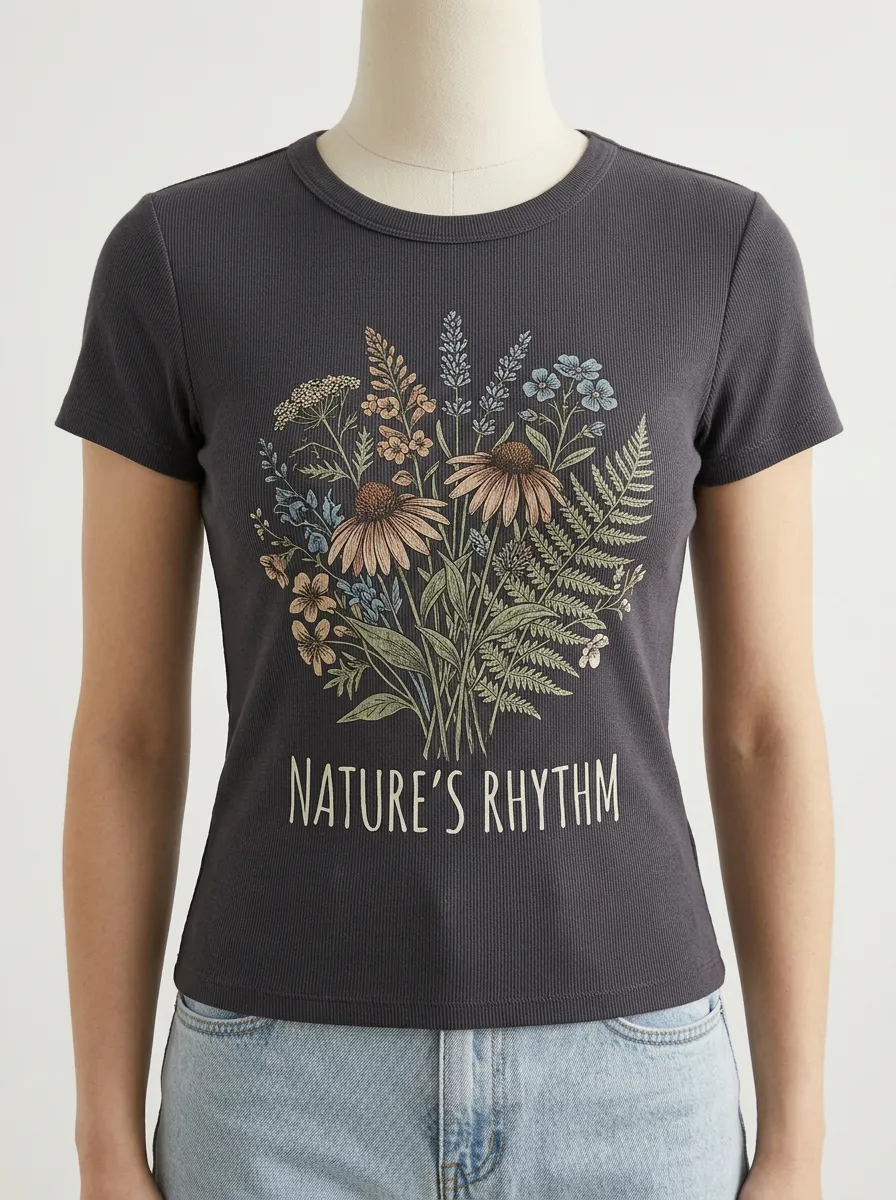 Nature Rhythm Wildflower Bouquet Ribbed T-Shirt