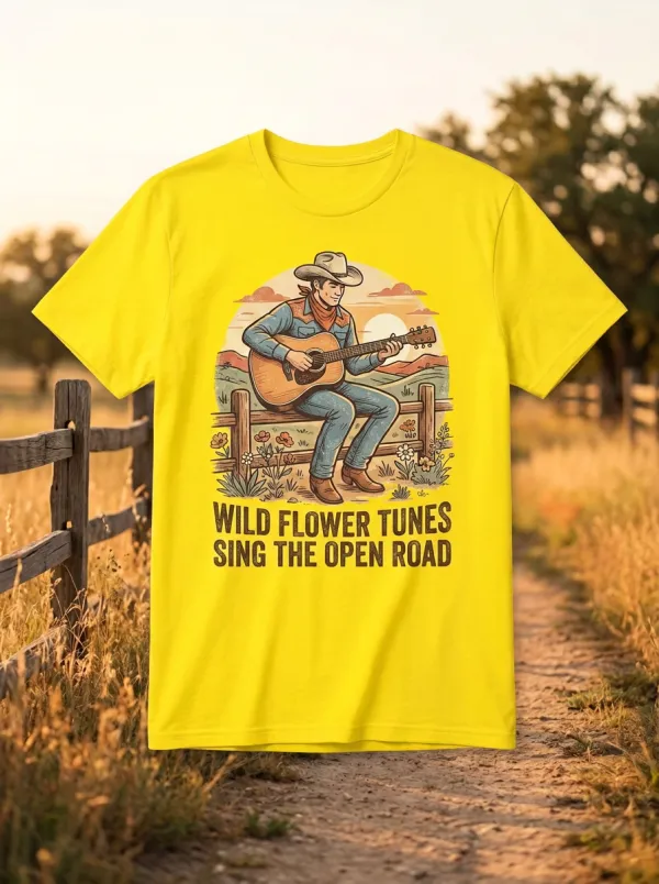 Cowboy Wildflower Country Music Crewneck T-Shirt