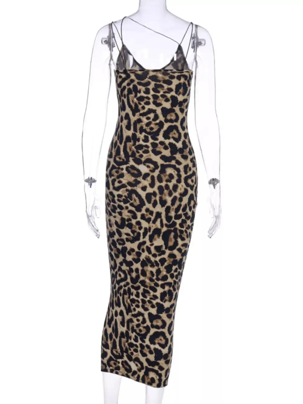 Spaghetti-Strap Leopard-Print Midi Dress