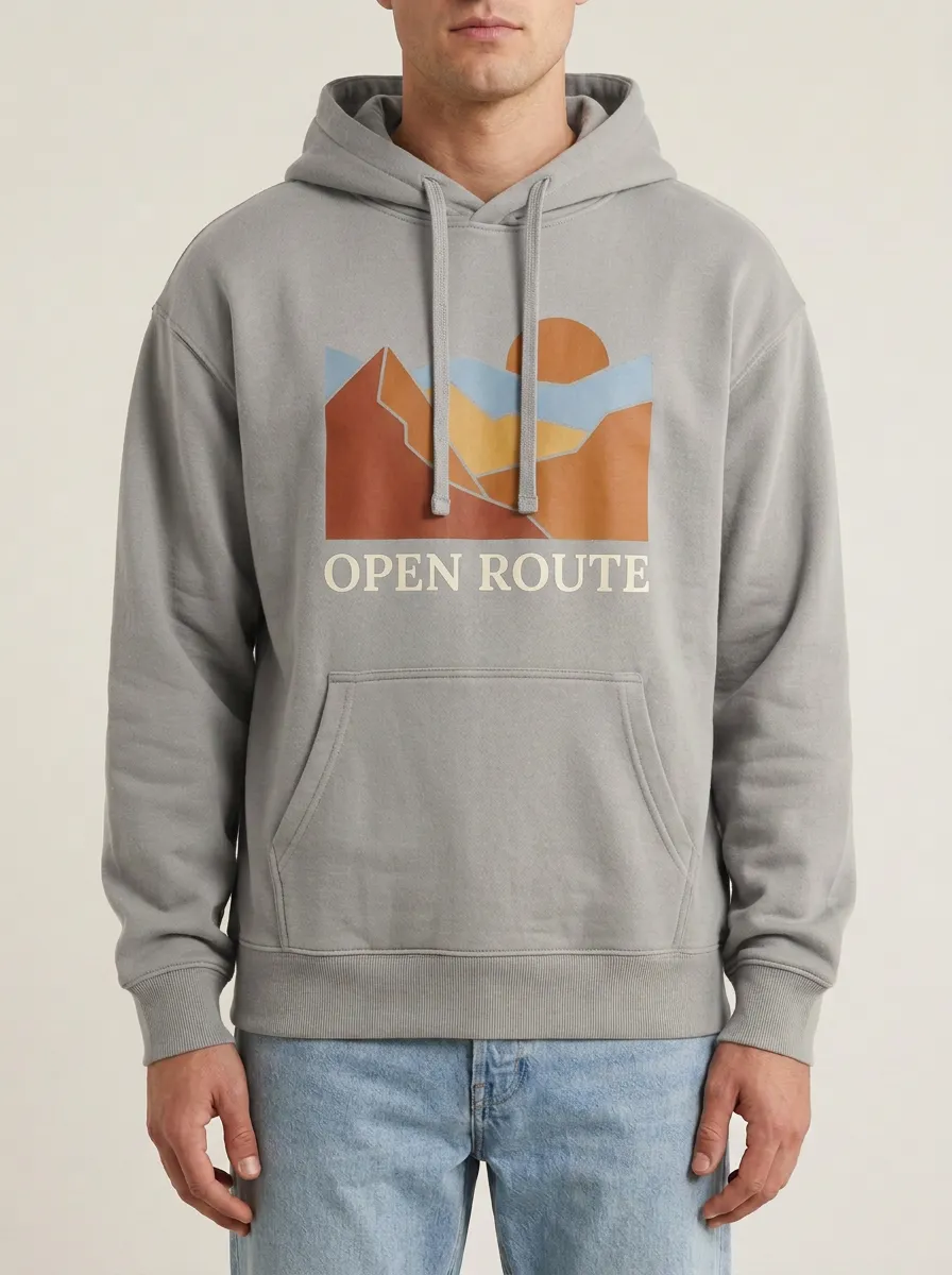 Open Route Mountain Sunset Nature Hoodie