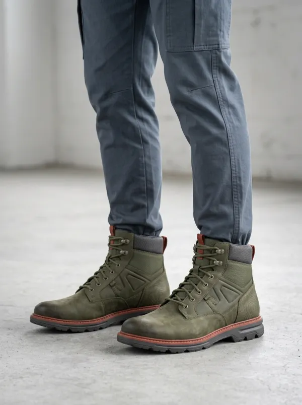 Unisex Modern Outdoor Hiking Topographic Print Work Boots