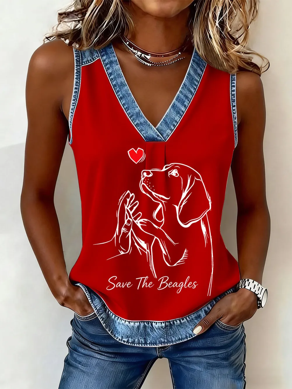 Women's Save The Beagles Print Vest