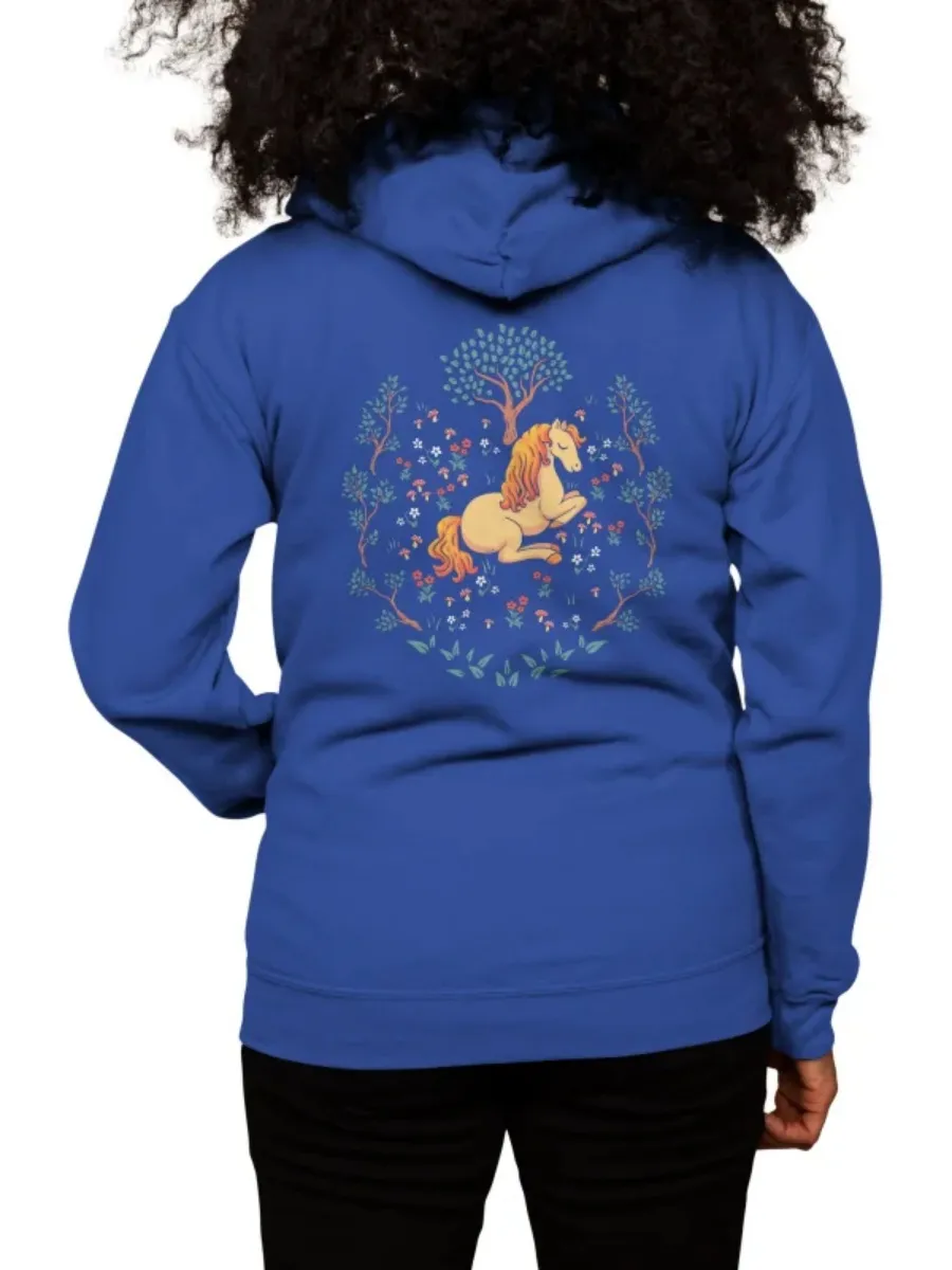 Horse and Plant Print Hoodie