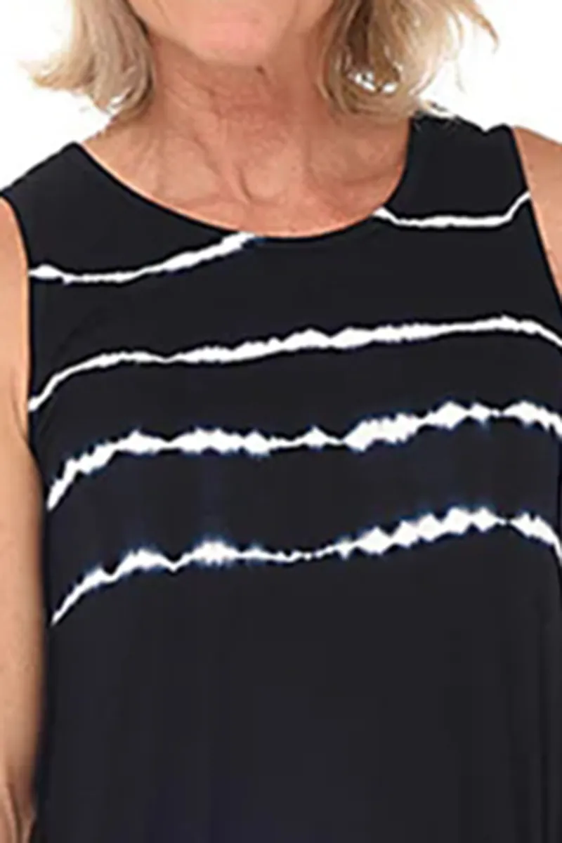Black Tie-Dye Sleeveless Dress
