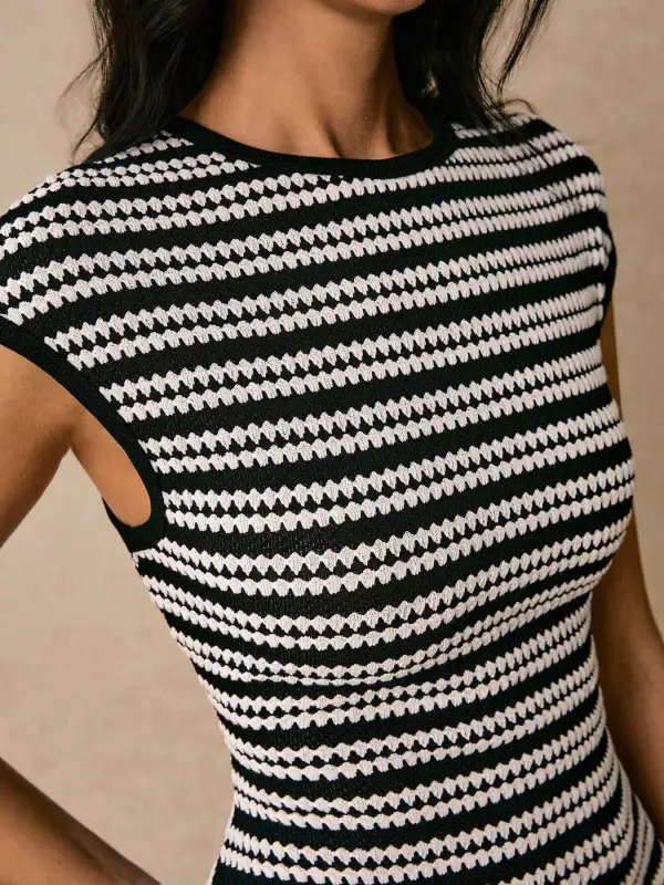 Bodycon Cotton Striped Midi Dress