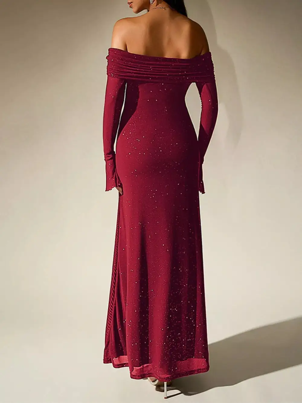 Glitter Off Shoulder Maxi Dress