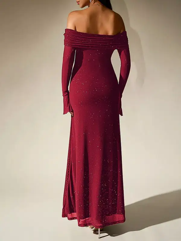 Glitter Off Shoulder Maxi Dress
