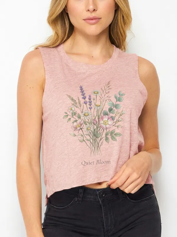 Women's Botanical Nature Lover Quiet Bloom Printed Crop Tank Top