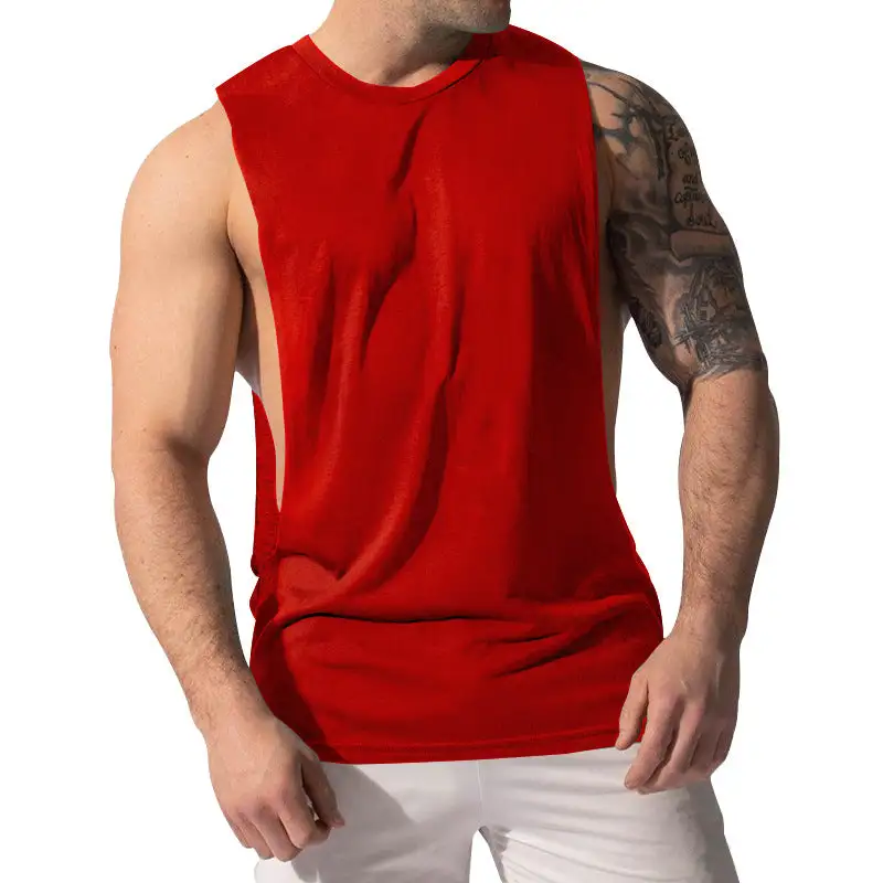 Men's Muscle Shirt With Extra Deep Arm Openings And Breathable Cotton Blend