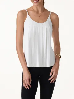 U-Neck Pleated Spaghetti Bra Tank