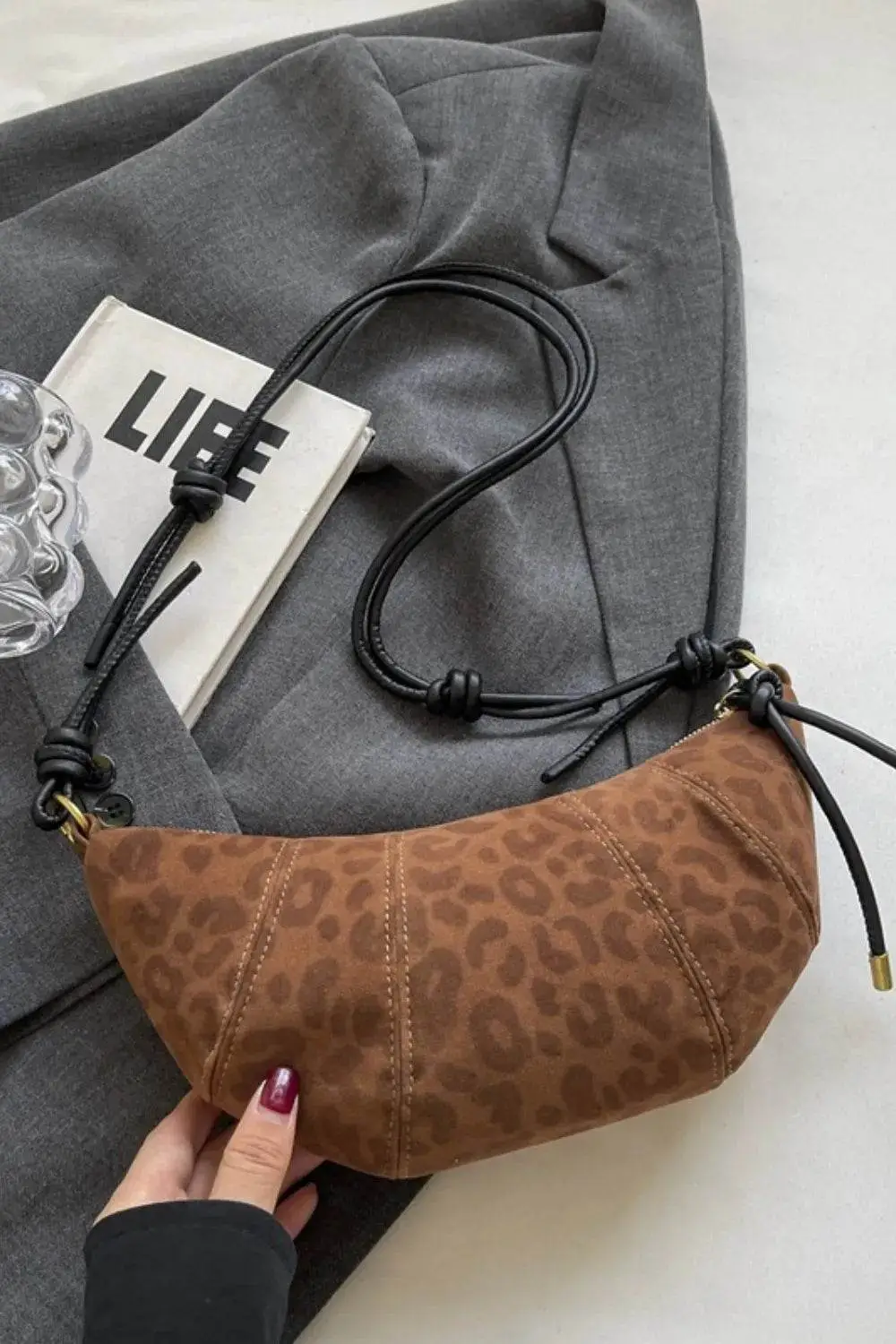 Faux Leather Suede Shoulder Bag