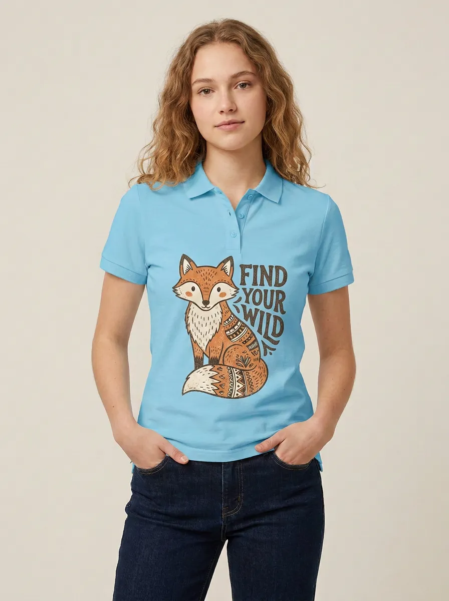Nature Lover Boho Fox Find Your Wild Polo Shirt