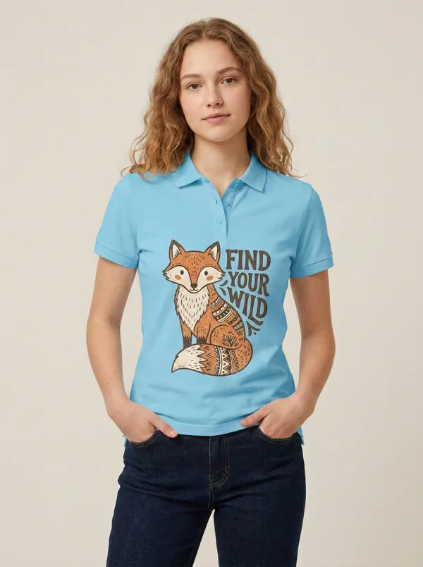 Nature Lover Boho Fox Find Your Wild Polo Shirt