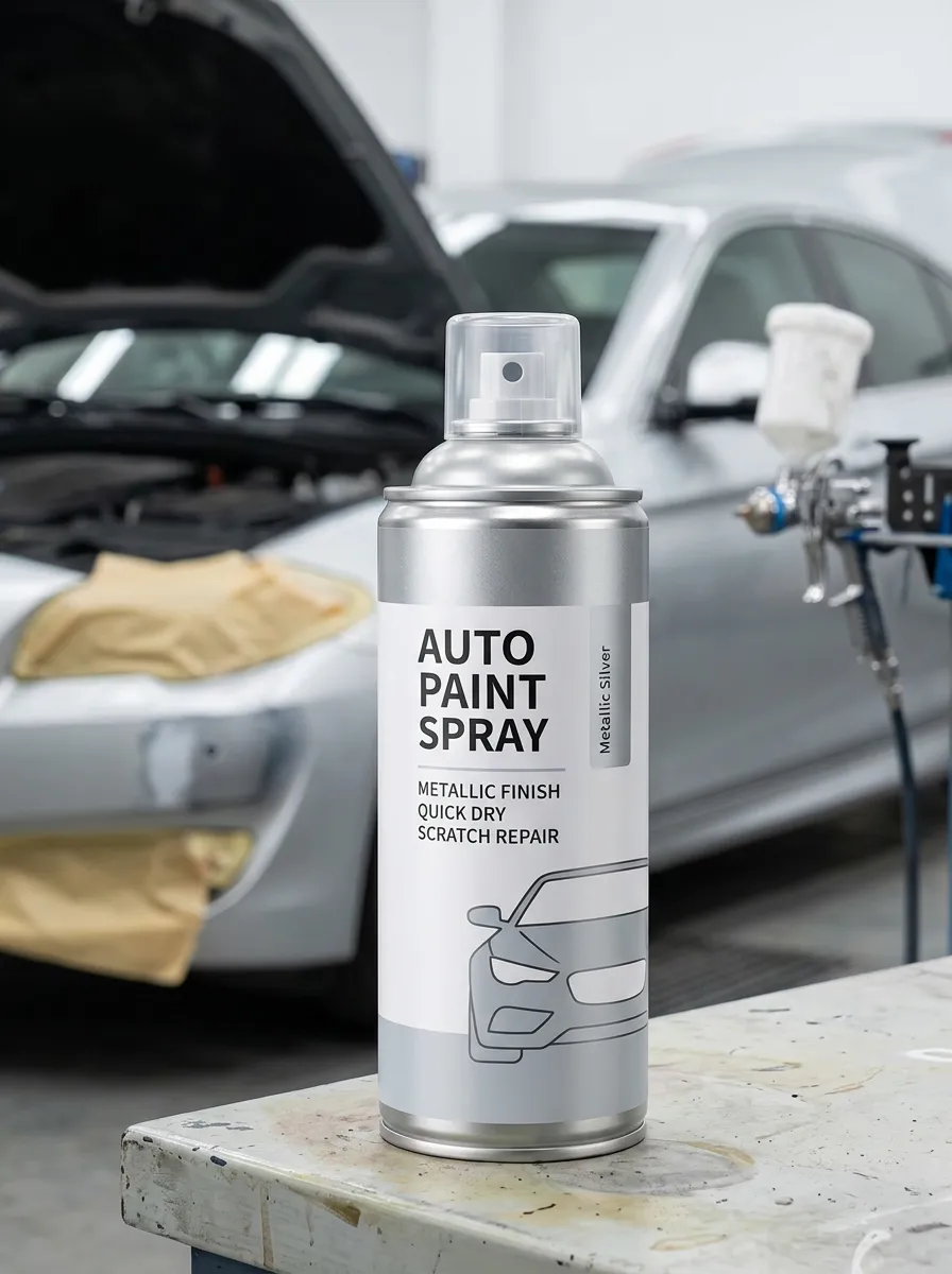Metallic Silver Quick-Dry Scratch Repair Paint Spray