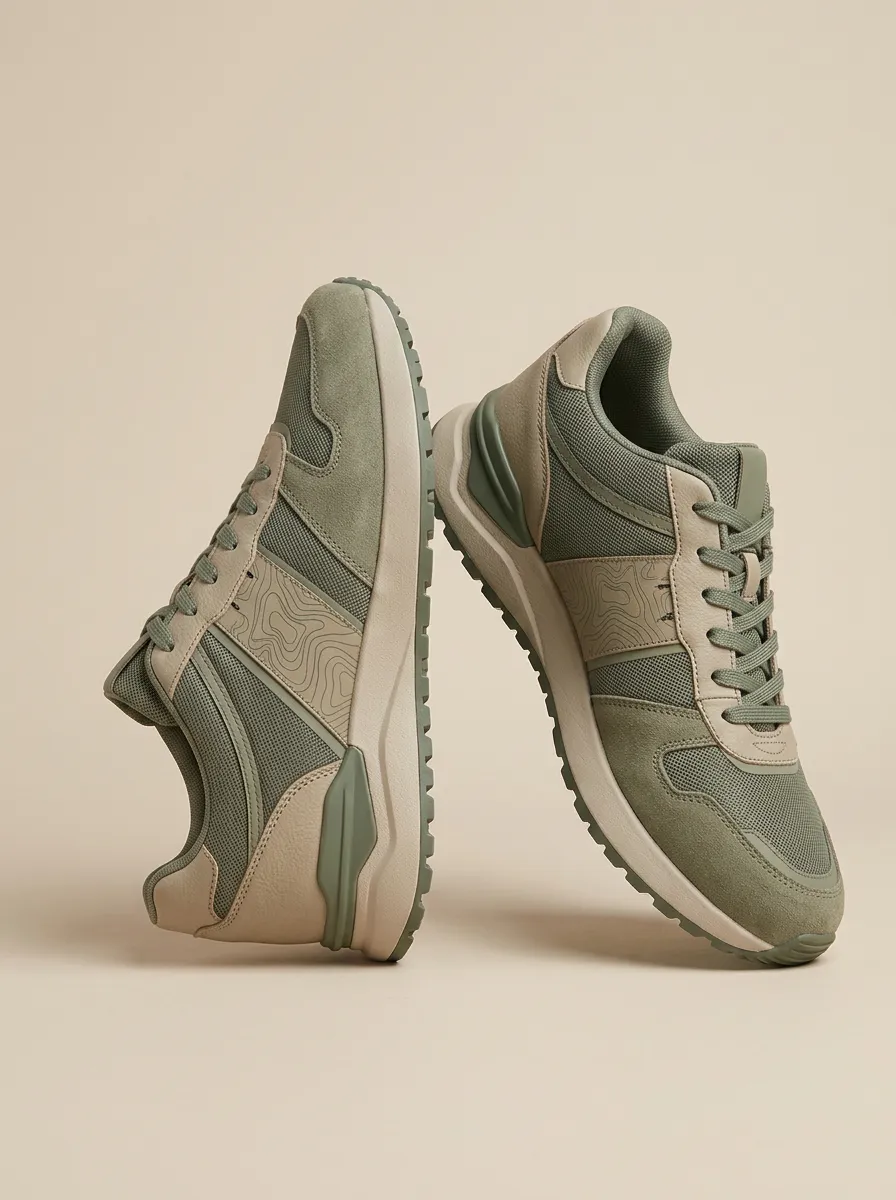 Unisex Contemporary Outdoor Enthusiast Topographic Map Print Sneakers