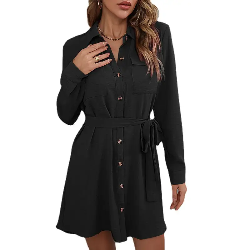 Women's Casual Shirt Belted Dress