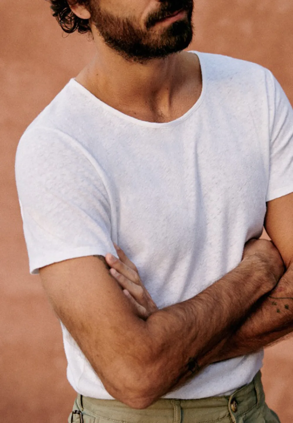 Ecru Oversized Wide Neck Short Sleeve T-Shirt