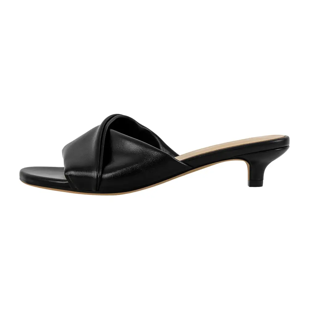 Round Toe Kitten Heel Mule Sandals