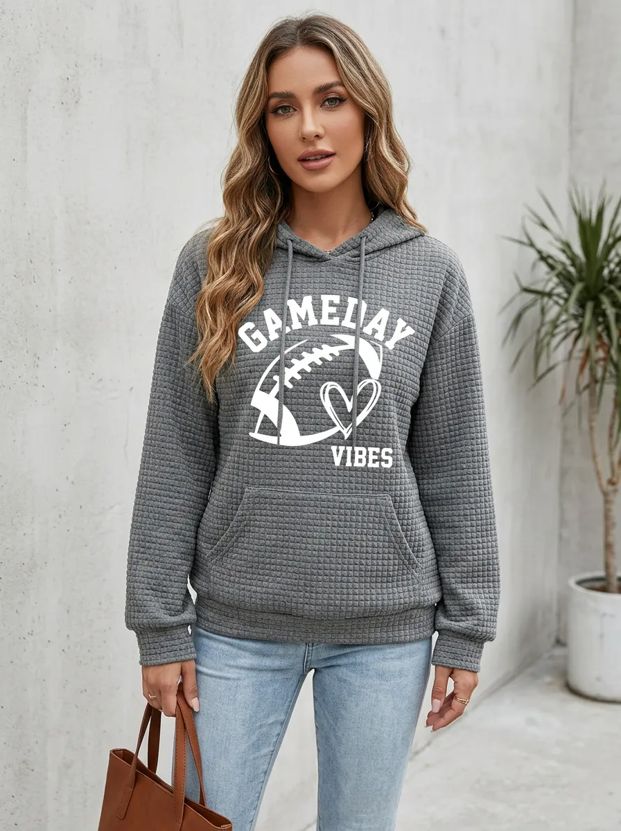 Women's Everyday Gridiron Heart Ball Game Day Graphic Hoodie