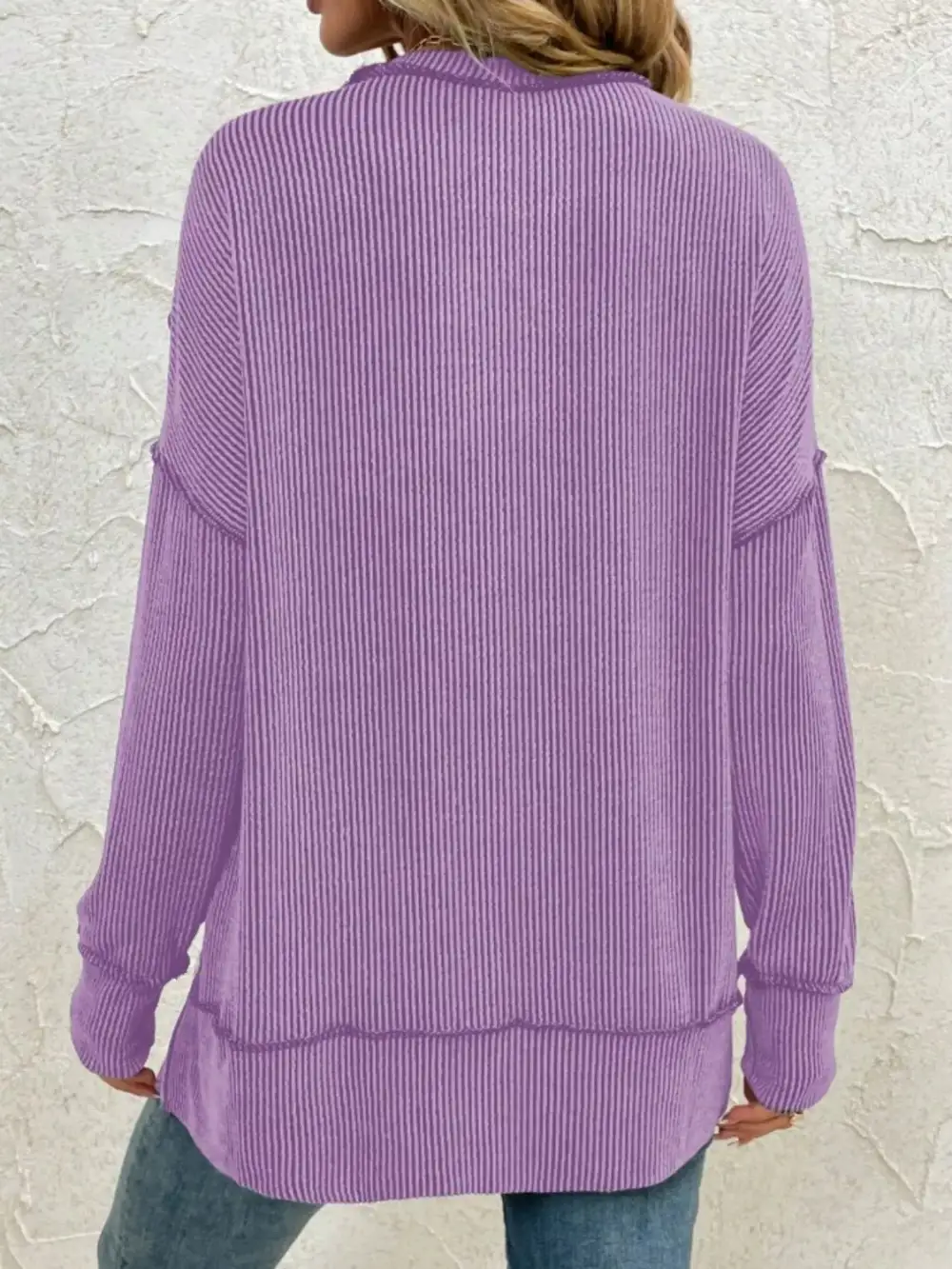 Side Slit Round Neck Sweatshirt