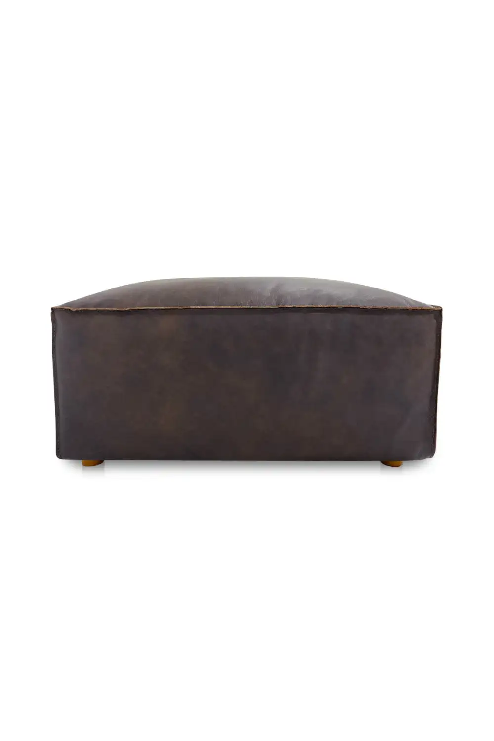 Round Leather Square Ottoman