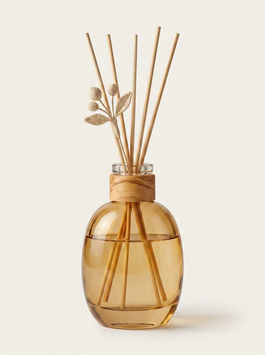 Home Fragrance Reed Diffuser Set Floral Rattan Accent