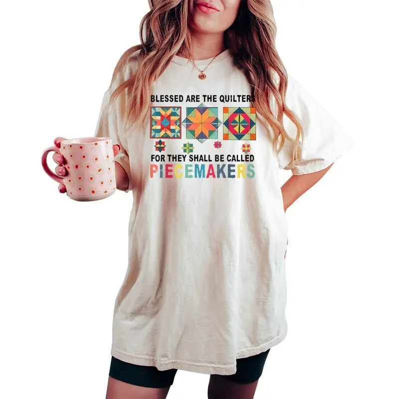 Cute Quilting For Grandma Quilters Sewing Piecemaker Women's Oversized Comfort T-shirt