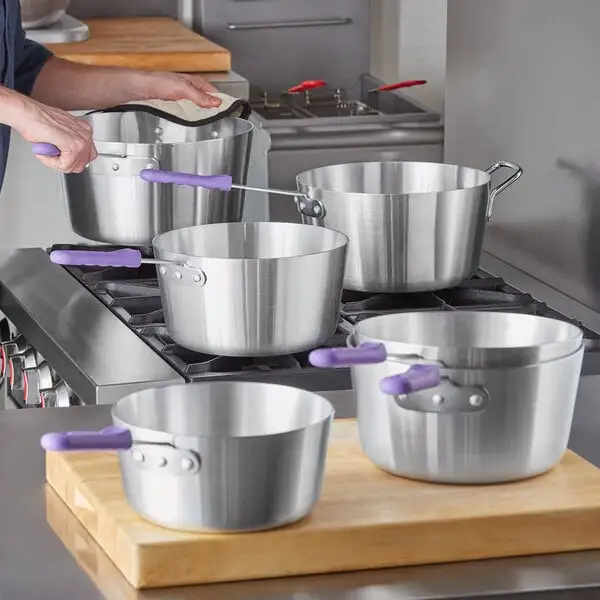 Compact Tapered Aluminum Sauce Pan with Allergen Free Silicone Handle