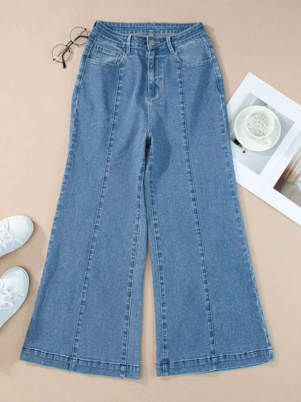 Flare Leg Seam Detail Denim Jeans