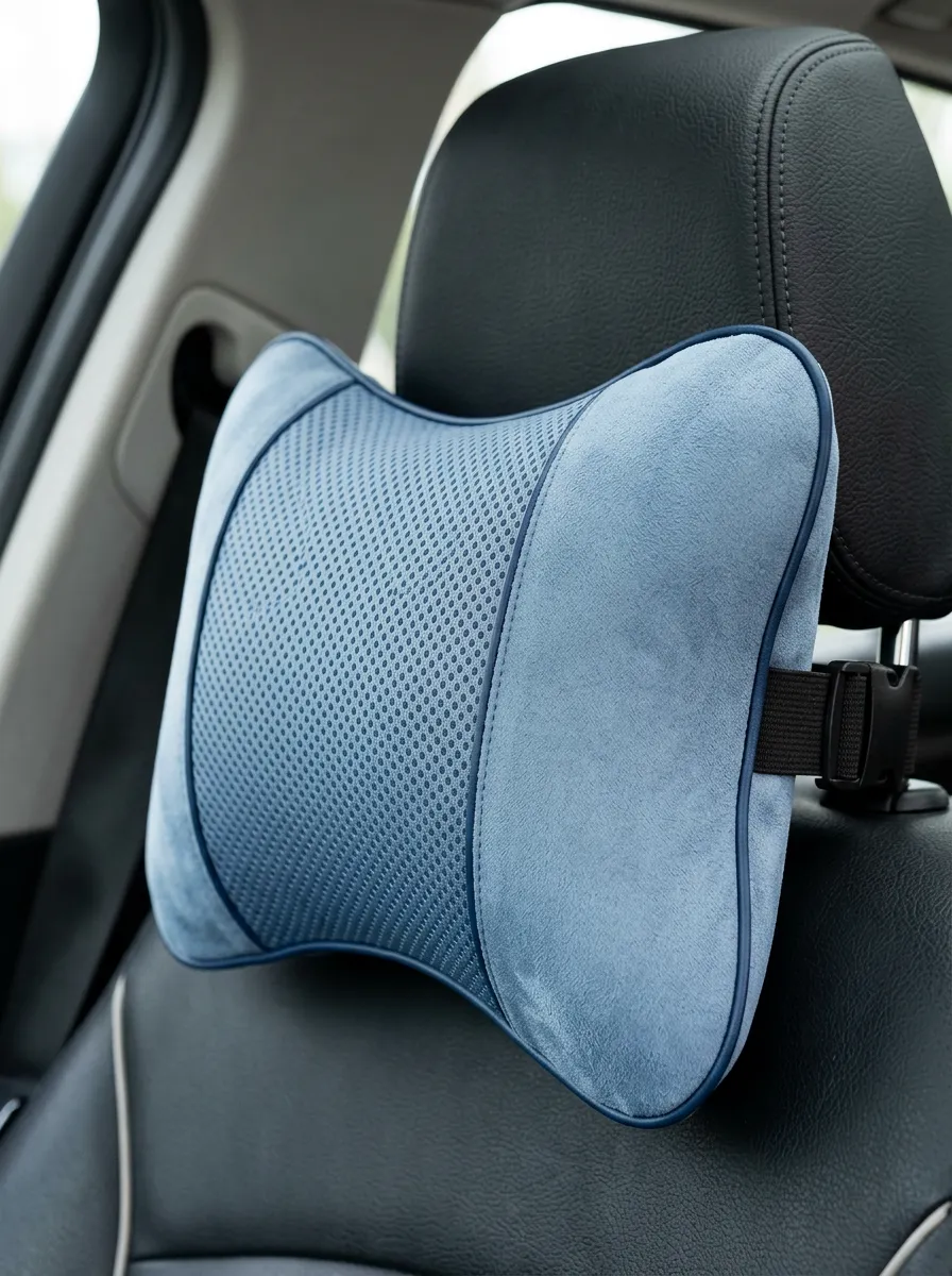 Mesh Suede-Look Car Neck Support Pillow