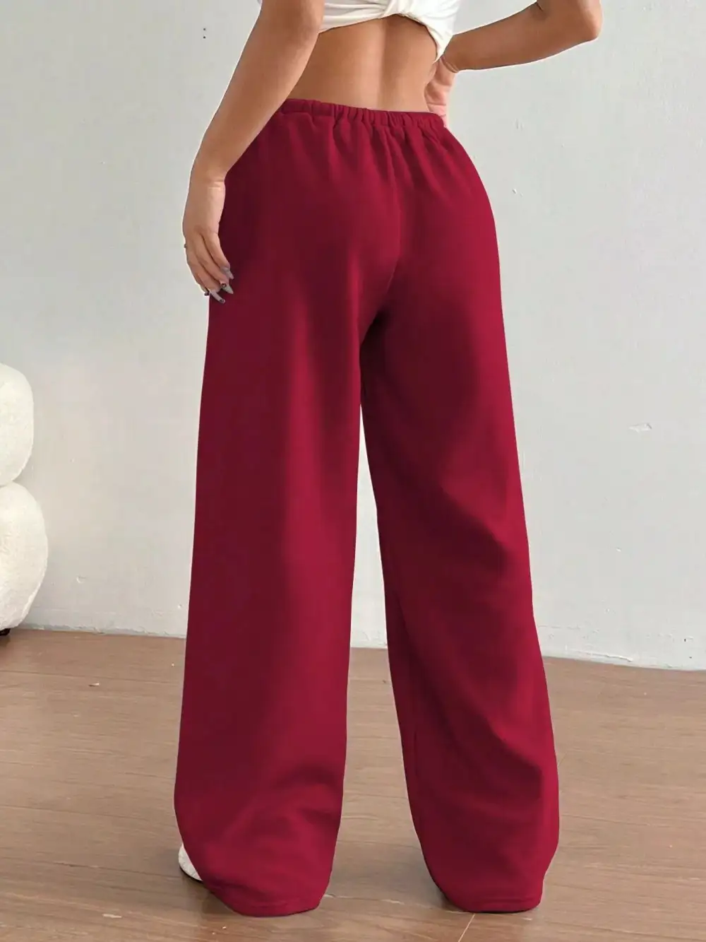 High Waist Drawstring Wide Leg Pocketed Casual Joggers