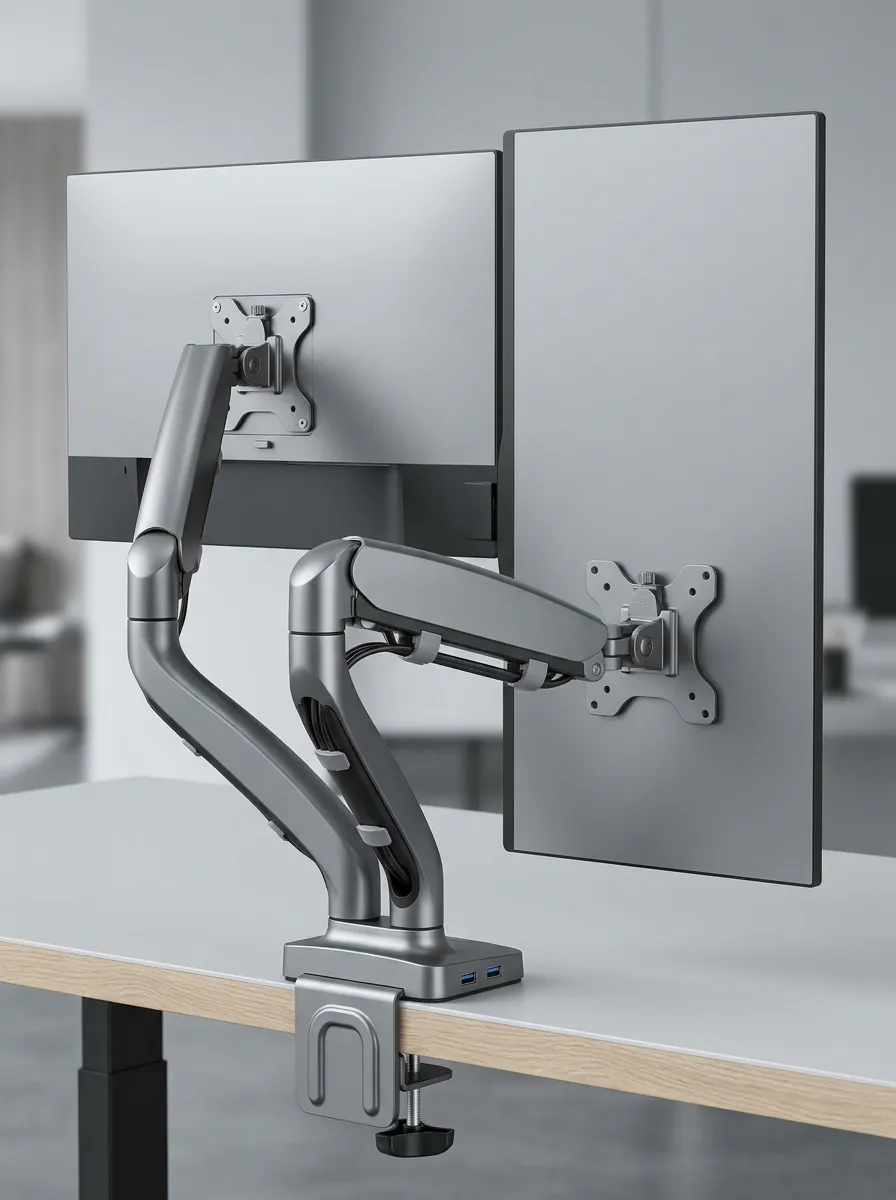 Dual Monitor Adjustable Desk Mount