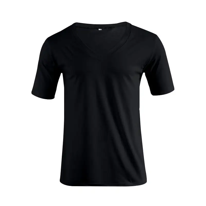 Men's V-Neck T-Shirt Fine Jersey With Slim Silhouette And Flat Seams