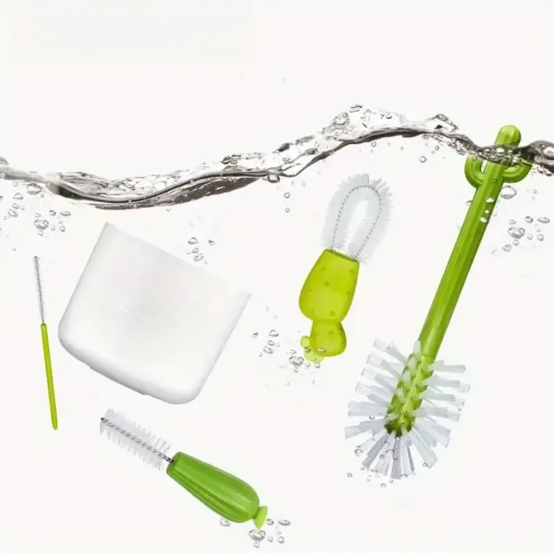 4 Desert-Themed Cactus Multi-Angle Baby Bottle Brush Sets
