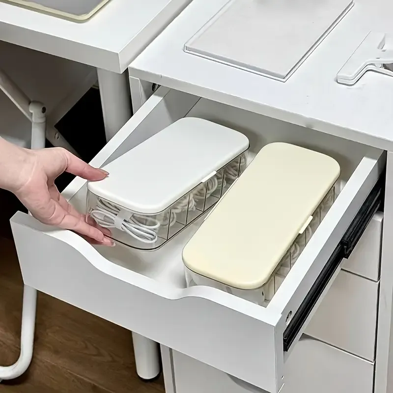 1pc Clear Desktop Cable Organizer Box