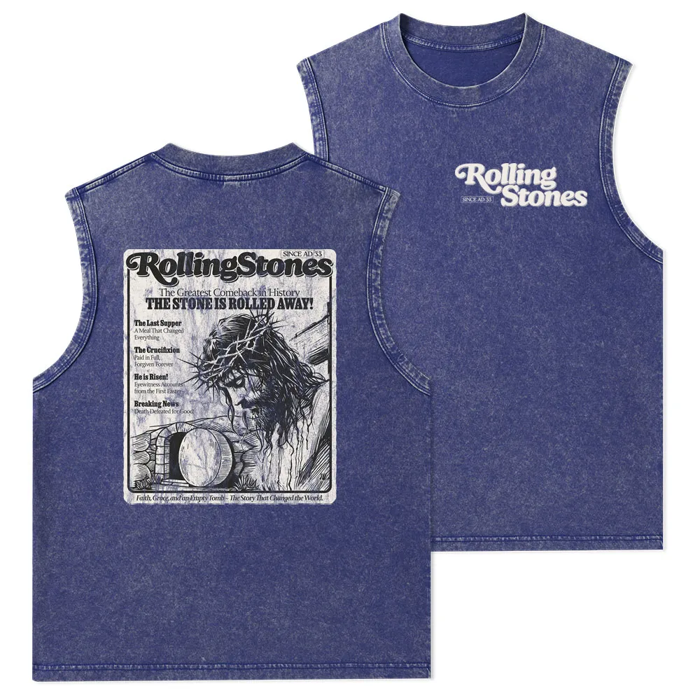The Stone Was Rolled Away Resurrection Christian Washed Tank Top