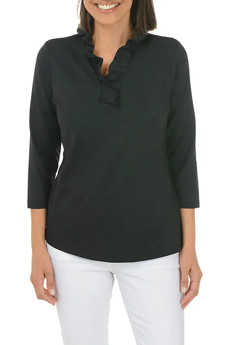 Daily Solid Ruffle Neck Top