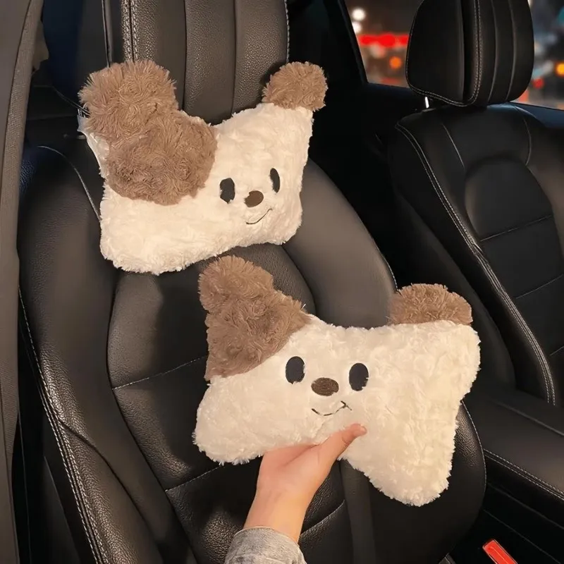 1Pcs Plush Puppy Car Headrest Pillow