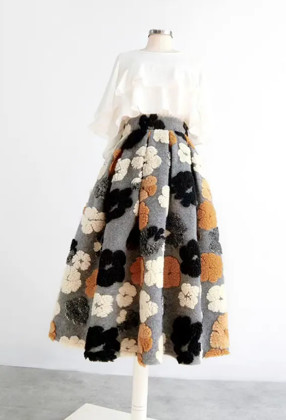 Practical Comfort Embroidered High Waist Skirt