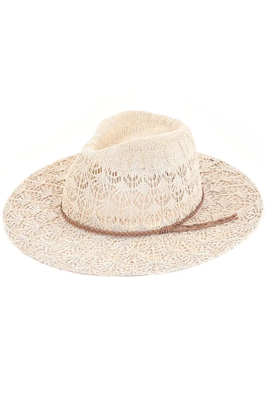 Horseshoe Lace Knitting Wide Brim Hat