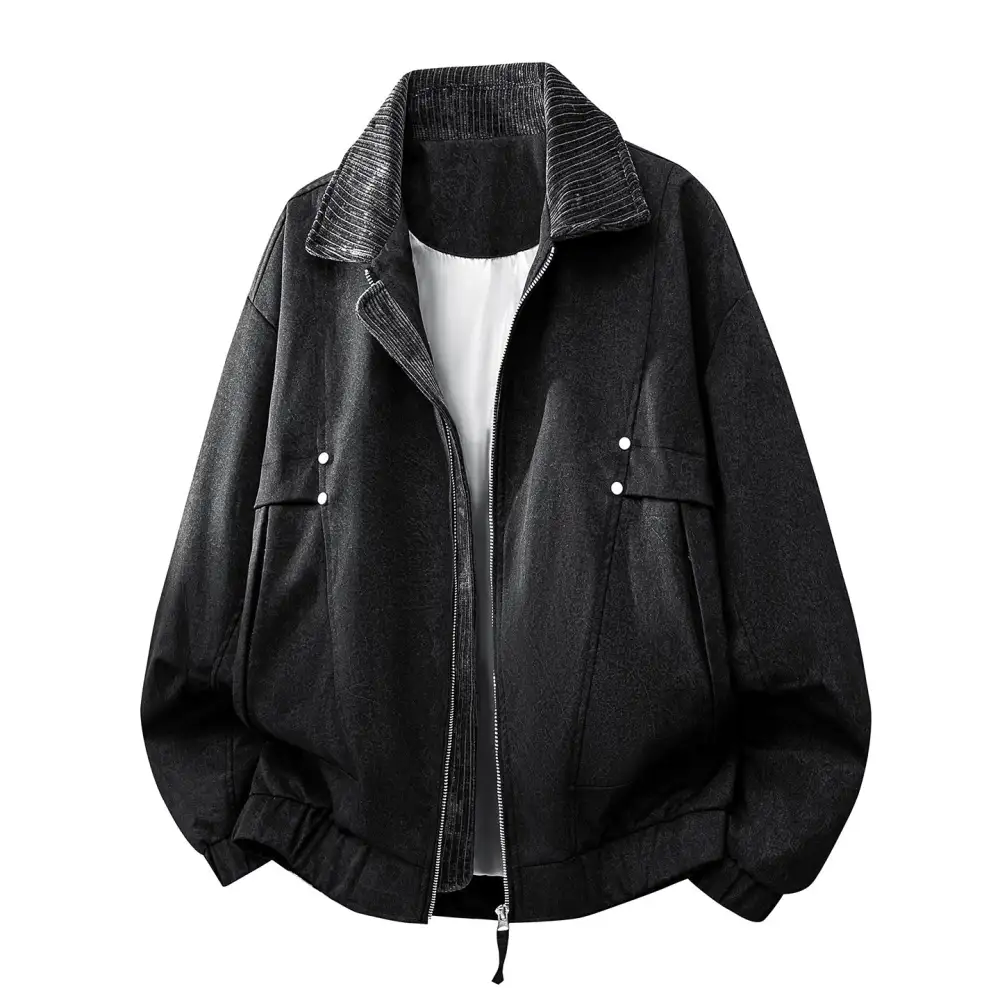 Oversized Relaxed Corduroy Elastic Hem Bomber Jacket