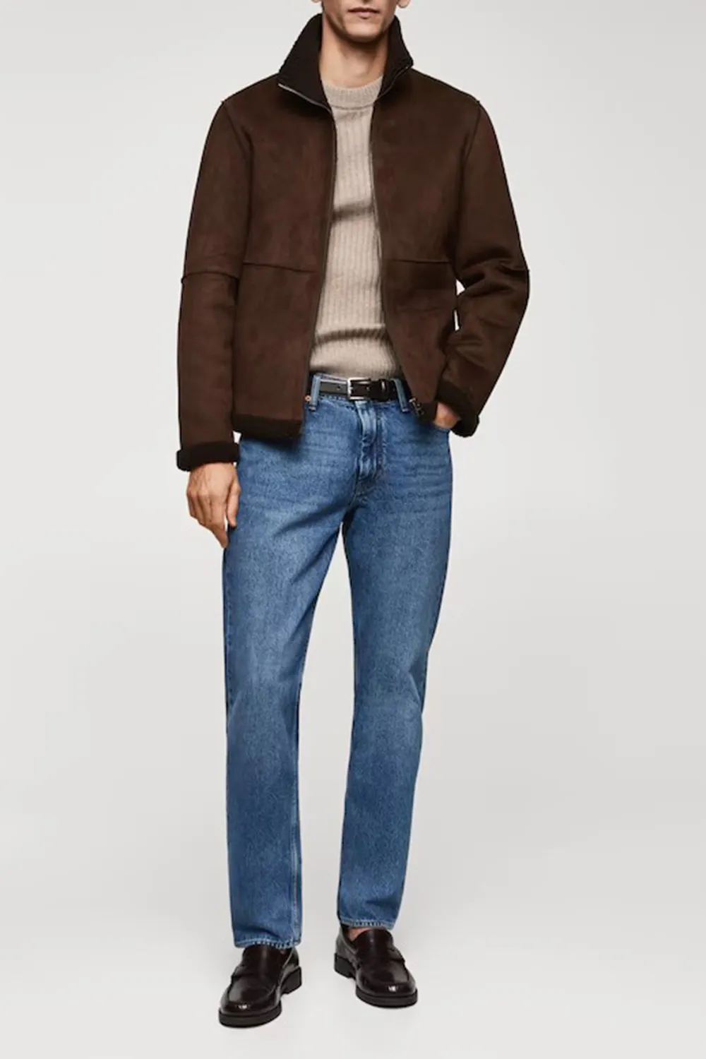 Shearling-Lined Leather-Effect Jacket