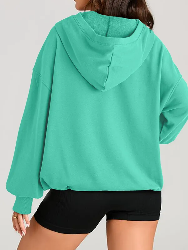 Zip-Detail Pocketed Long-Sleeve Knit Sweatshirt