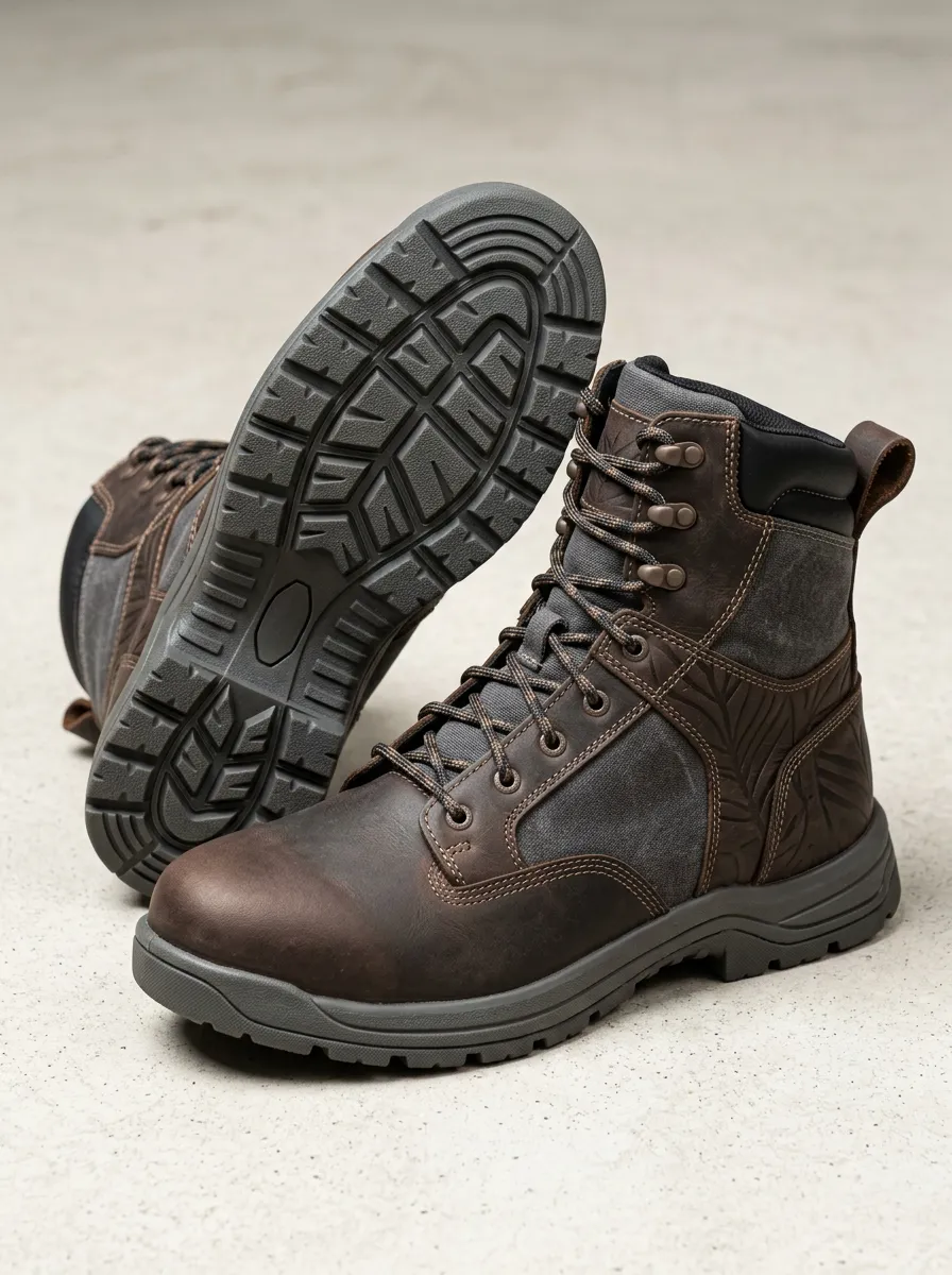 Unisex Outdoor Hiking Leaf Pattern Print Work Boots