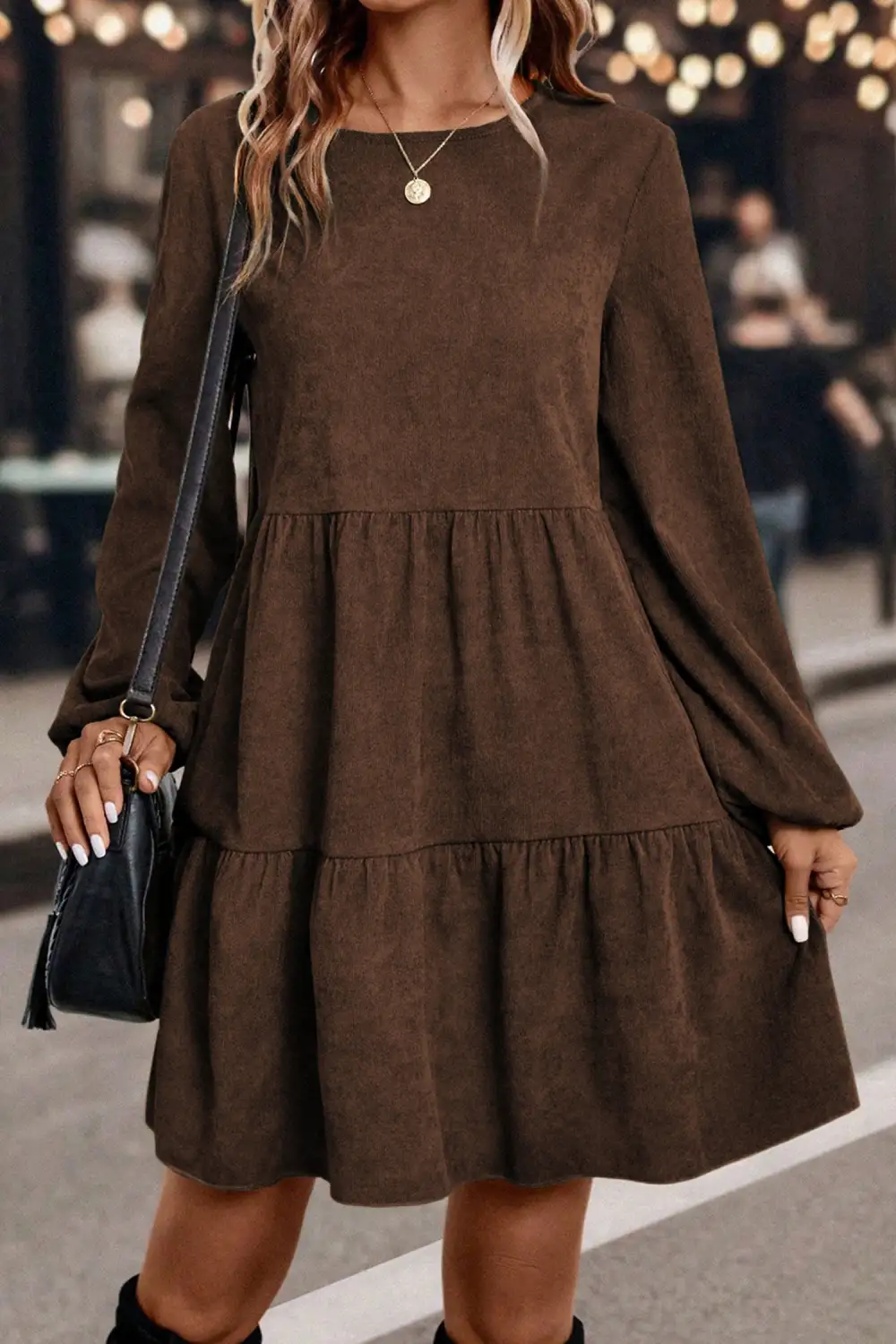 Balanced Tiered Tie Detail Mini Dress